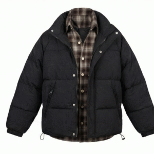 BLACK LAYERED PUFFER JACKET