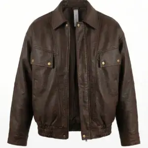 BROWN BOXFIT LEATHER JACKET