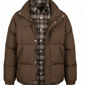 BROWN LAYERED PUFFER JACKET